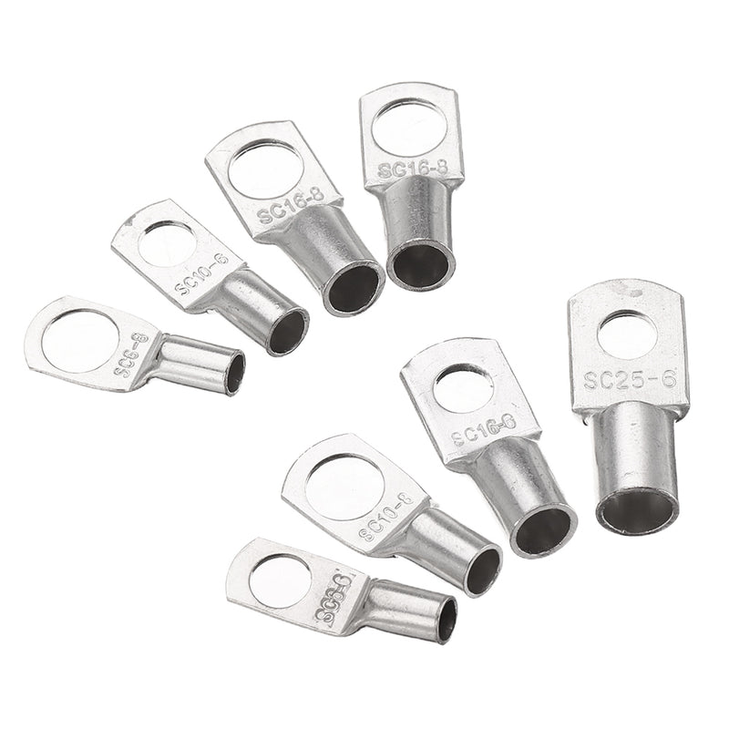 60Pcs Silver SC Bare Terminals lug Tinned Copper Tube Lug Ring Seal Battery Wire Connector Bare Cable Crimped/Soldered Terminal Kit