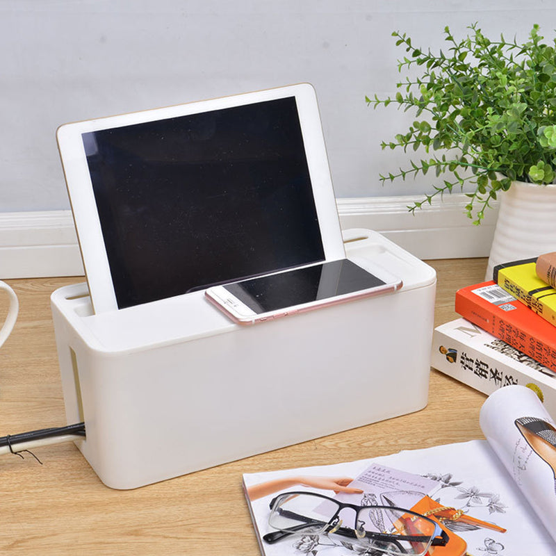 Cable Storage Box Case Wire Management Power Plug Cord Socket Safety Desktop Organizer