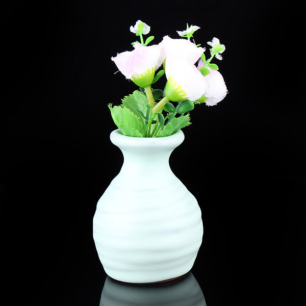 6 Patterns Ceramic Vase Ornament Handmade Flower Arrangement Pottery Flambe Glazed Decor Green