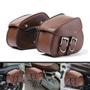 Brown Motorcycle PU Leather Saddlebags Swingarm Side Tool Bag For Harley