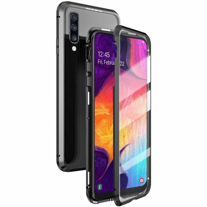 Bakeey Magnetic Adsorption Metal Bumper & Double-sided Tempered Glass Flip Protective Case for Samsung Galaxy A50 2019