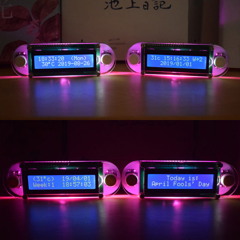 Geekcreit DIY Candlelight Effect LCD1602 Vibration Clock Kit