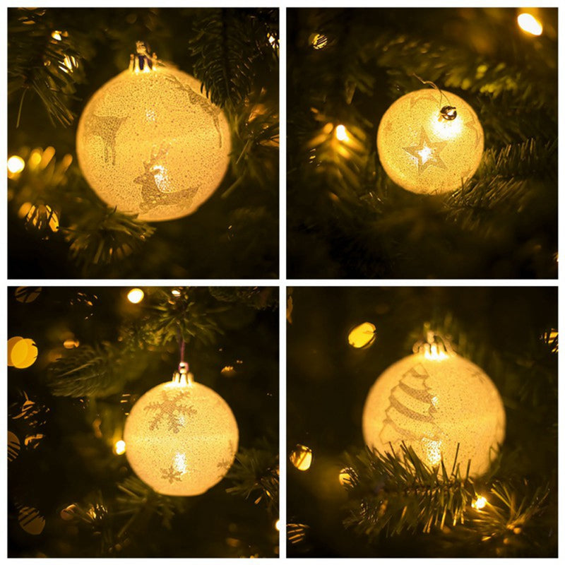 Snowflake Star Elk Printing Light Ball Christmas Tree Hanging Ornaments Party Decorations for Home
