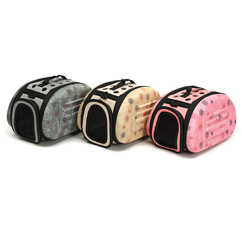 Pet Sided Carrier for Dogs Cats Travel Bag Folding Carrier Bag Collapsible Crate Tote Handbag
