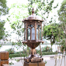 220V E27 Exterior Antique Brass Post Fence Lantern Light Landscape Garden Lamp
