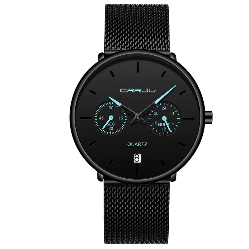 CRRJU 2162 Fashion Business Style 24hours Calendar Alloy Case Men Simple Dial Quartz Watch