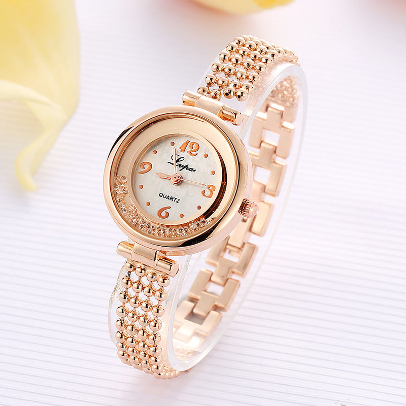 LVPAI P132 Elegant Design Shining Women Bracelet Watch Rhinestone Quartz Watch
