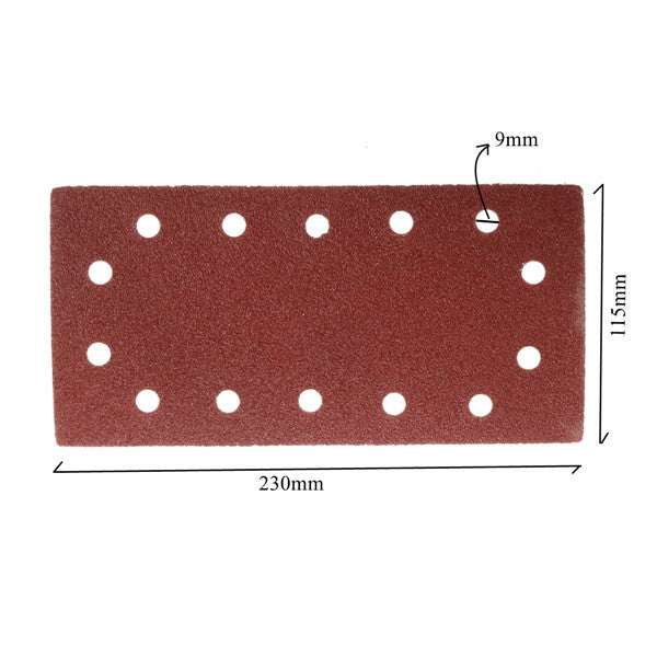 10pcs 115mm x 230mm 14 Holes Abrasive Sanding Paper 60/80/120/240 Grit Sand Paper