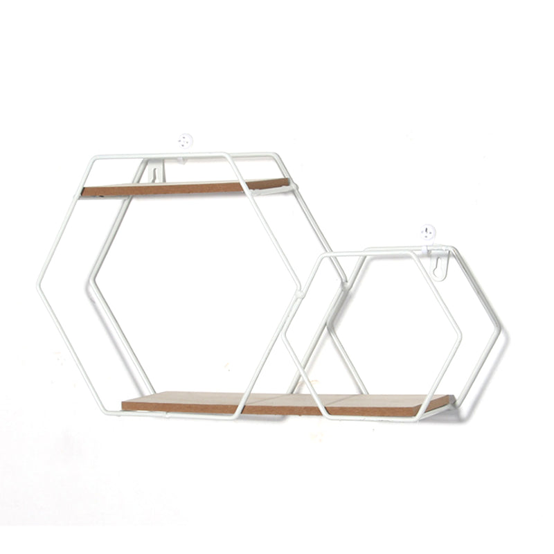 24x42x10cm Wall Shelf Iron Double Diamond House Decorations Living Room Storage