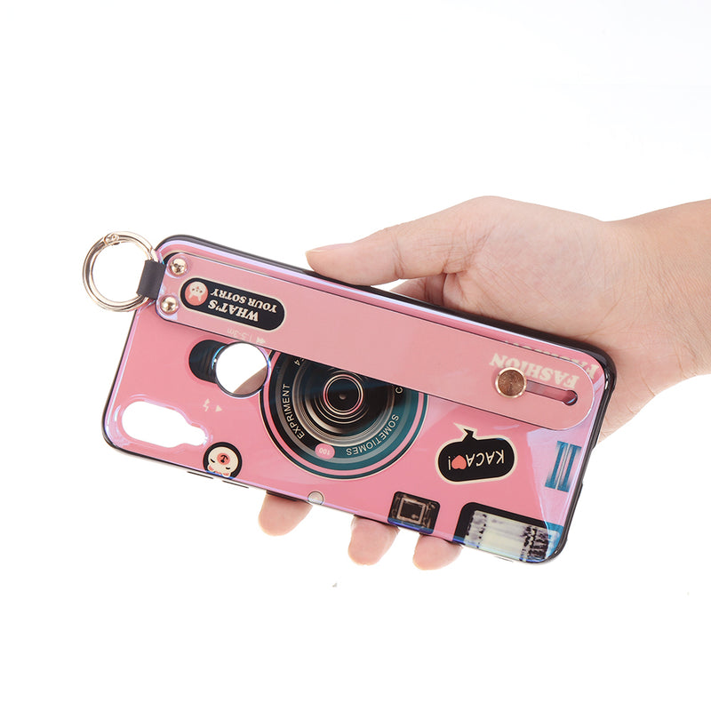 Bakeey Blue Ray Wrist Strap Shockproof Soft Silicone Protective Case for Xiaomi Redmi Note 7 / Note 7 Pro