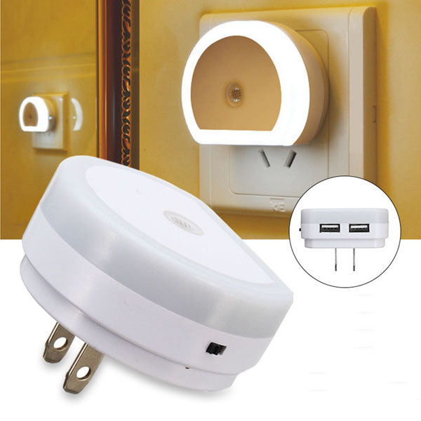 Intelligent Light Control Sensor LED Night Wall Light with USB Port  AC110-240V
