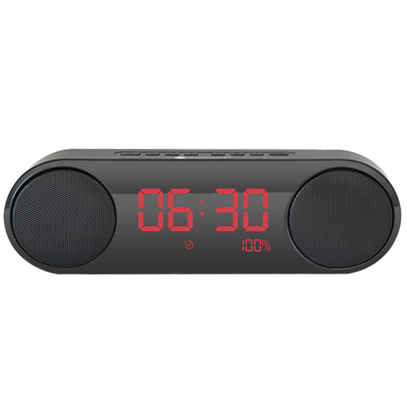 LED Display Alarm Clock Dual Driver Unit FM Radio Aux TF Card Heavy Bass bluetooth Speaker With Mic