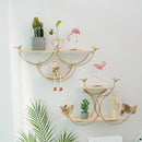 Nordic Art Wall Display Shelf Metal Iron Shelves Wall-mounted Wood Bookshelf Storage Rack Home Room Decorations