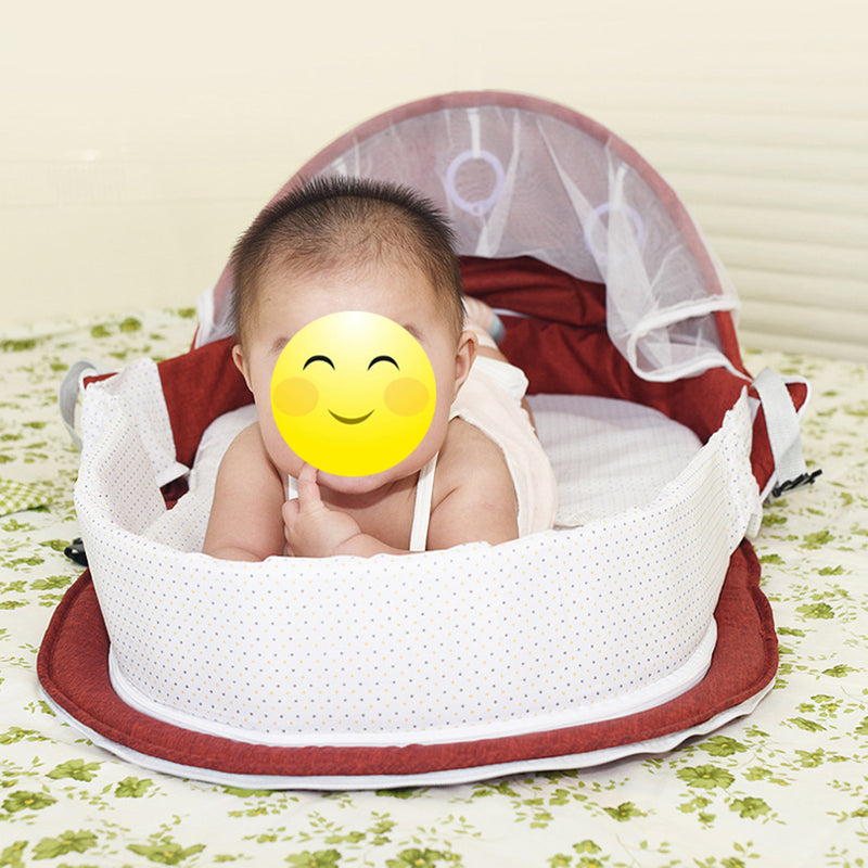 Foldable Multi-function Cotton Baby Bed Portable Crib With Net and Toys For Infant