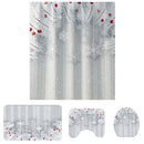 4PCS Non-Slip Rug Toilet Lid Cover Bathroom Set Bath Mat Shower Curtain Mug Set