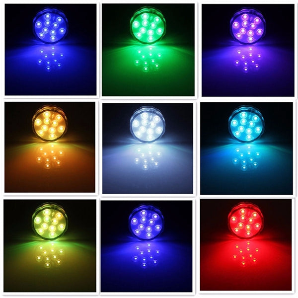 Waterproof 10 LED RGB Remote Control Night Light Submersible Christmas Party Vase Base Light