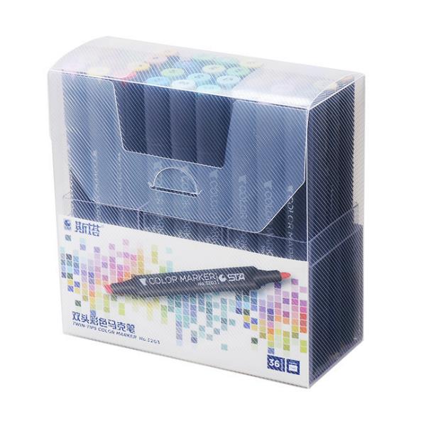 STA 3203 Marker Black Rod White Rod Gel Pen Standard Set 12 24 36 48 60 Box Hand-painted Design