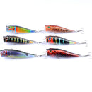 ZANLURE 6pcs/set 9cm 14.4g Fishing Lure Top Water Colorful Pattern Bionic Popper Hard Bait