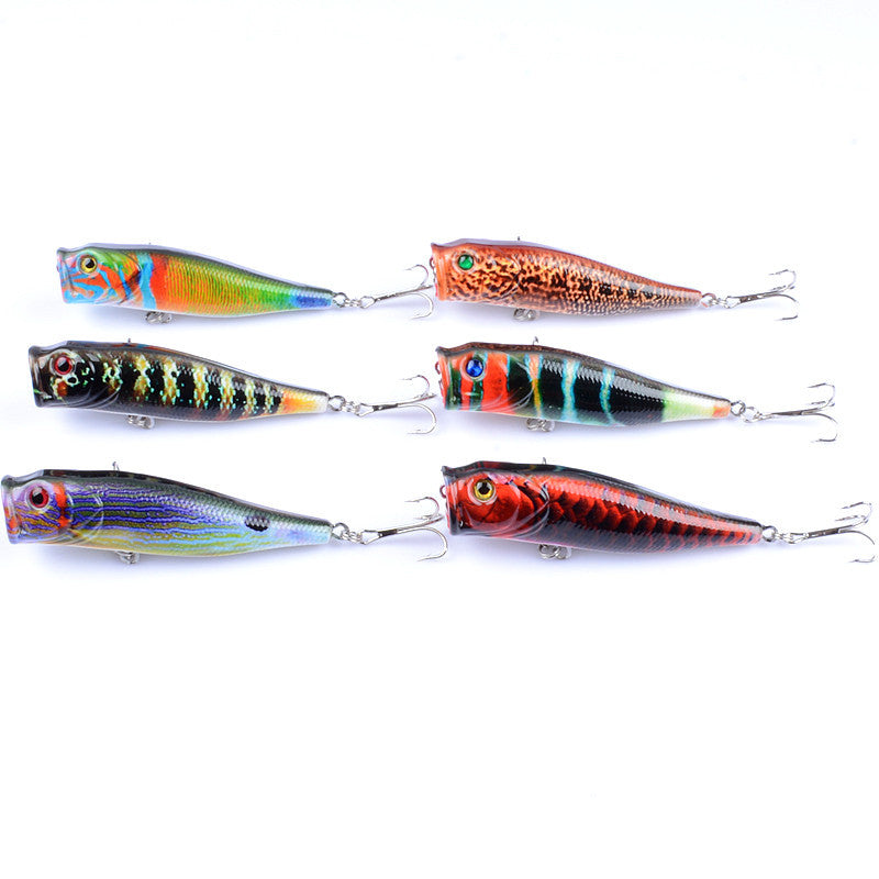 ZANLURE 6pcs/set 9cm 14.4g Fishing Lure Top Water Colorful Pattern Bionic Popper Hard Bait