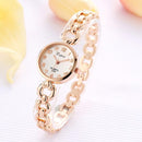 LVPAI Rhinestone Elegant Design Women Bracelet Watch Stainless Steel Quartz Watch