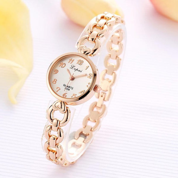 LVPAI Rhinestone Elegant Design Women Bracelet Watch Stainless Steel Quartz Watch