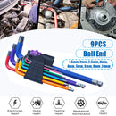 9pcs Ball End L Wrench Long Arm Key Set Torx Star Hex Metric and Imperial Allen Wrench Screwdriver
