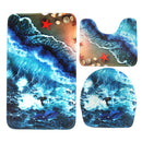 Flannel Mat Set Toilet Cover Set Non Slip Bathroom Underwater World Carpet Rug Floor Mat