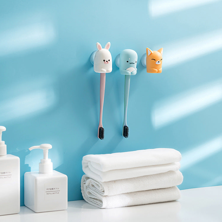 Home Bathroom Cute Animal Shape Waterproof Powerful Suction Silicone Toothbrush Holder