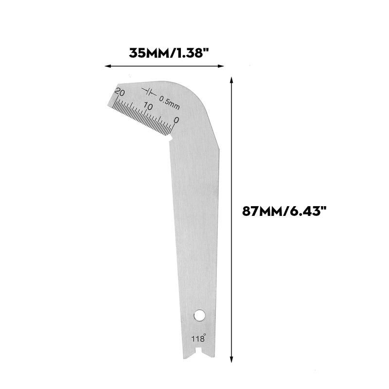 Stainless Steel Drill Bit Sharpening Angle Gauge 118 Degree Scale Gage Measuring Tool