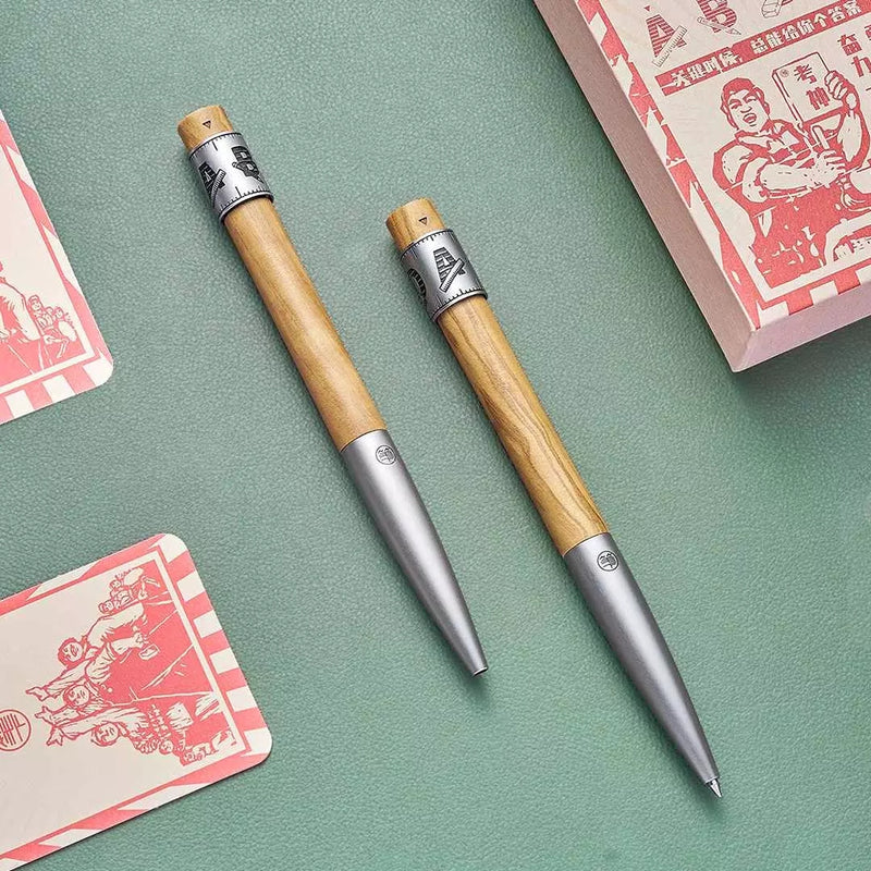 Aluminum Olive Wood Rotary Signing Pen with 0.5mm ADMOK SWISS Ink from XIAOMI YOUPIN