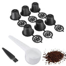 8 Pcs Black Refillable Coffee Capsule Cup Reusable Refilling Filter For Nespresso Machine With Brush