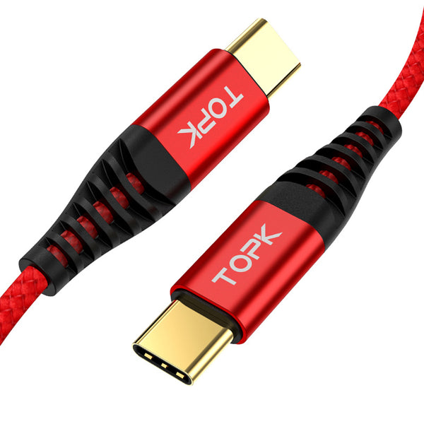 TOPK 60W PD USB C to Type C Quick Charging Data Cable For Xiaomi Mi9 HUAWEI MAte30 Pro 5G Pocophone MacBook