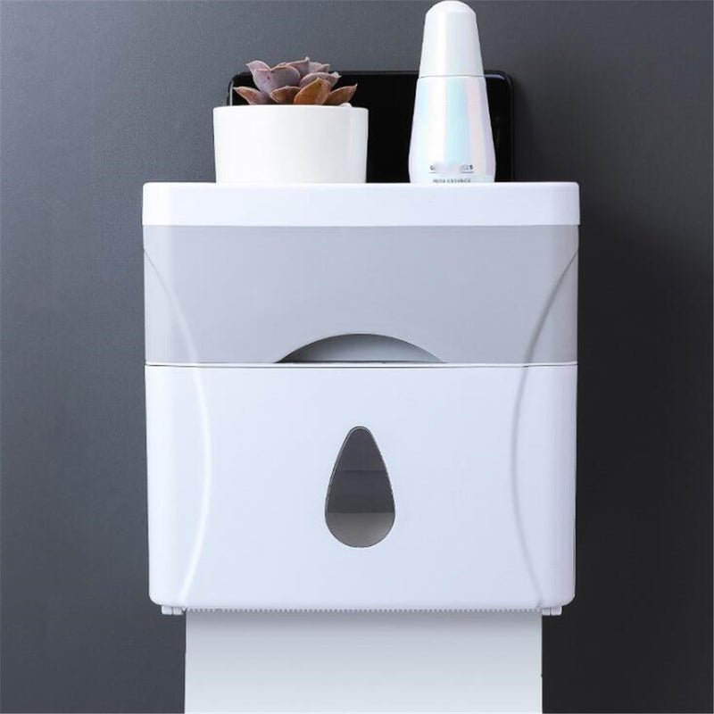 21.5*11.9*13.3cm Creative Plastic Bath Wall Mounted Paper Shelf Holder Storage Box Toilet Tissue Dispenser