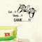 Creative Art Game Handle Wall Stickers "EAT SLEEP GAME" Black Vinyl Removable Printed Wall Sticker