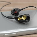 T2 Dual Dynamic 3.5mm Wired Control Earphone In-ear Stereo Earbuds Sports Outdoors Headphone with Mic