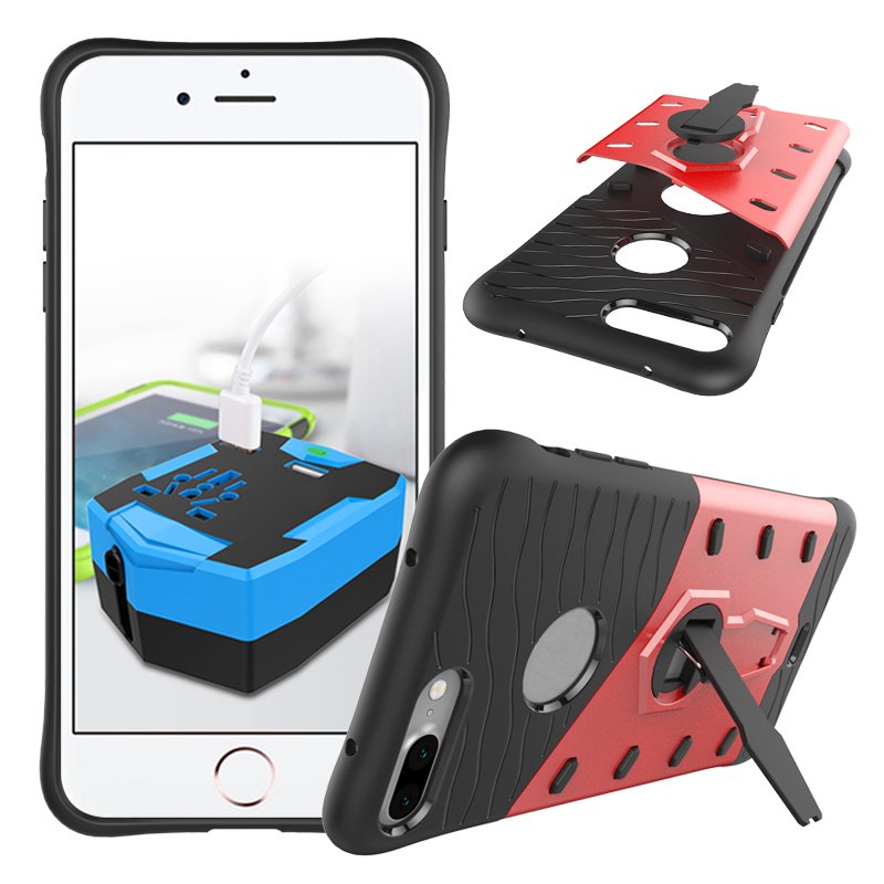 Rotating Kickstand Hybrid Plastic Silicone Case For iPhone 7 Plus/8 Plus