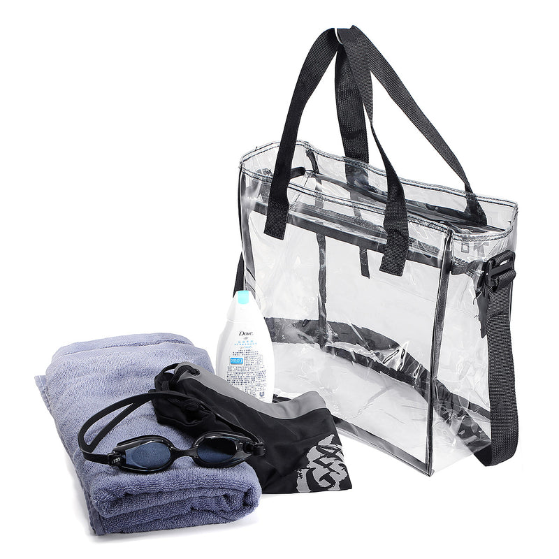 KCASA KC-0628 Clear PVC Travel Storage Bag Waterproof Zipper Adjustable Gym Shoulder Bag