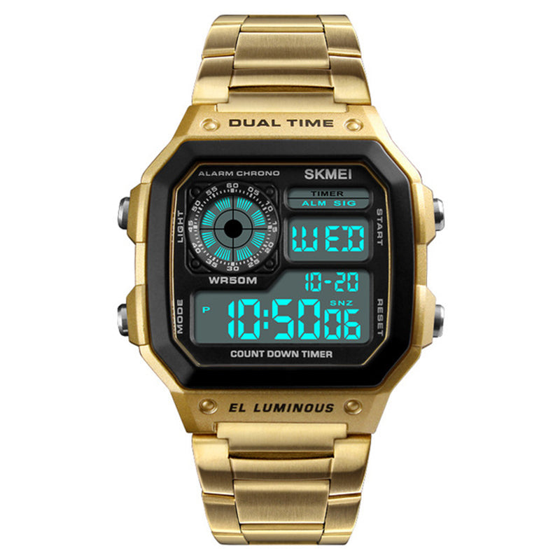 SKMEI 1335 Digital Watch Men Chronograph Alarm Watch Fashion Style Stainless Steel Sport Watch