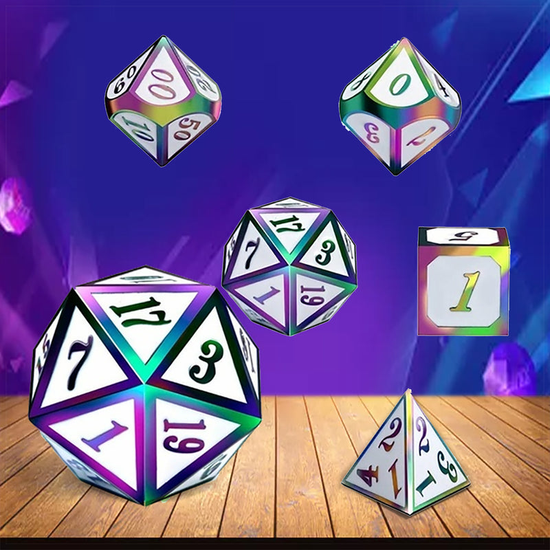 7 Pcs/Set Alloy Metal Dice Set Playing Game Poker Card Dungeons Dragons Party Board Game Toy