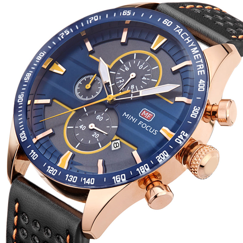 MINI FOCUS MF0002G Chronograph Men Wrist Watch Working Sub-dials Quartz Movement Watches