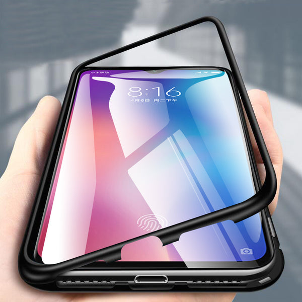 Bakeey 360 Magnetic Adsorption Metal Tempered Glass Flip Protective Case for Xiaomi Mi 9 / Xiaomi Mi9 Transparent Edition