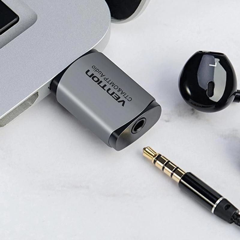 Vention CDNH0 USB 2.0 2.1 Channel Audio External Sound Card 3.5mm Headphone Adapter for Laptop PC