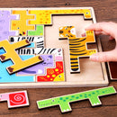 3D Puzzle Game Toy Tetris Wood Animal Jigsaw Puzzle Intellectual 3D Jigsaw Board for Boys Girls Early Education Learning