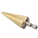 Drillpro 2pcs HSS Titanium Coated Step Cone Drill Bit 3/16-7/8 and 1/4-1-3/8 Inch Hex Shank Hole Cutter