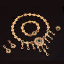 Gold Plated Rhinestone Crystal Wedding Party Necklace Bracelet Ring Earring Set Jewelry Set For Women