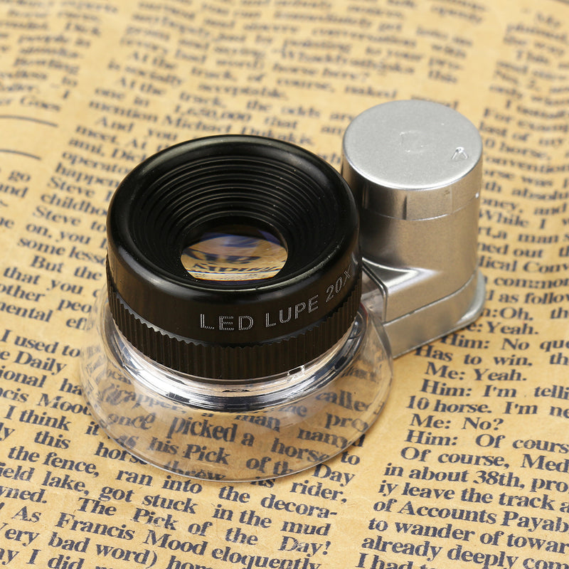 20X Magnification Magnifier LED Loupe Light Jewelry Optical Glass Magnifying
