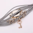 Gold Case Colorful Leather Beading Strap Ladies Dress Women Bracelet Wristband Quartz Watch