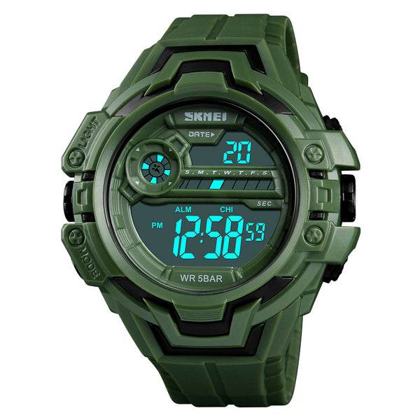 SKMEI 1383 Fashion Calendar Stopwatch Luminous Display Digital Watch 50M Waterproof Sport Watch