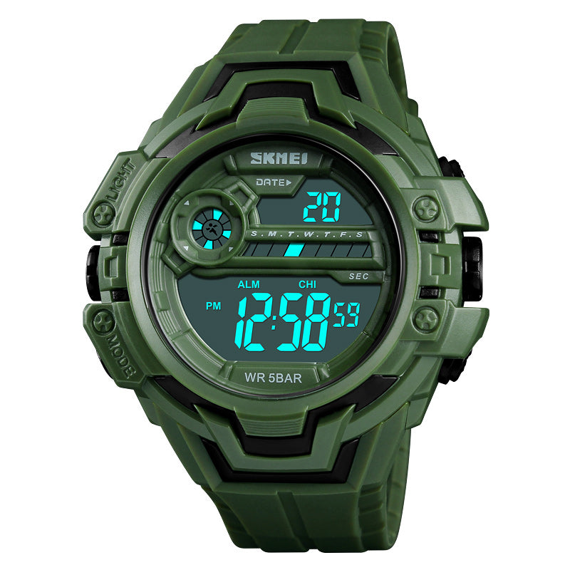 SKMEI 1383 Fashion Calendar Stopwatch Luminous Display Digital Watch 50M Waterproof Sport Watch