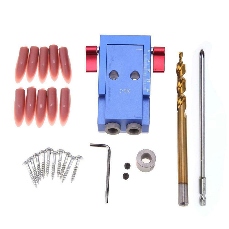 5pcs Pocket Hole Jig Kit System Woodworking Joinery Step Drill Bit Wood Oblique Drill Guide Tool